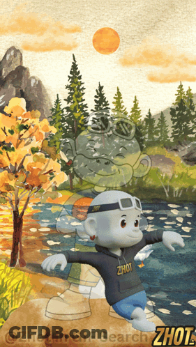 A Cartoon Character Wearing A Hoodie That Says ' Zhout ' On It GIF