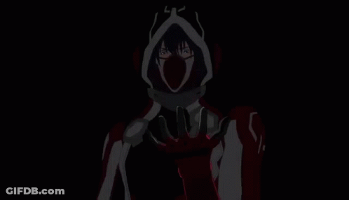 A Cartoon Character Wearing A Mask And Wings Is Standing In Front Of A Feathered Background . GIF