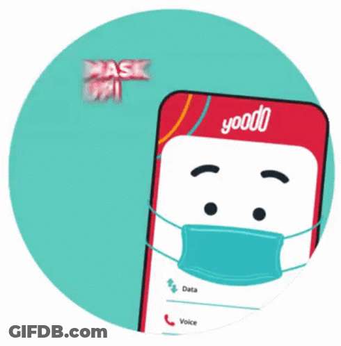 A Cartoon Character Wearing A Mask Points To A Phone That Says Yodo GIF