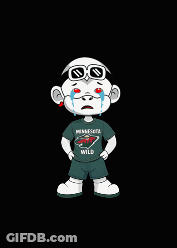 A Cartoon Character Wearing A Minnesota Wild Shirt Is Crying GIF