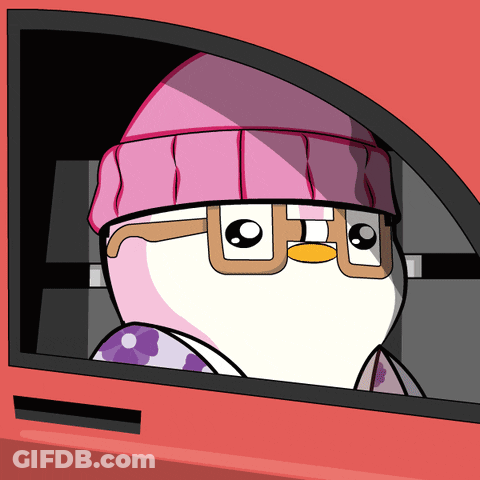 A Cartoon Character Wearing A Pink Hat And Glasses GIF