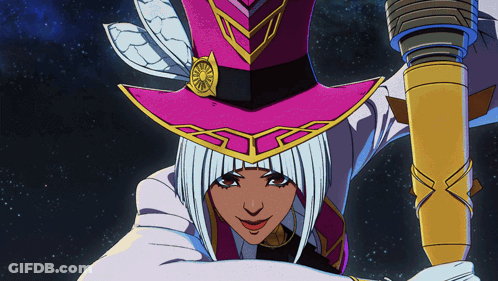A Cartoon Character Wearing A Pink Hat With A Clock On It GIF