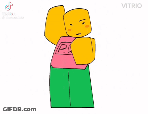 A Cartoon Character Wearing A Pink Shirt With Pwn Written On It GIF