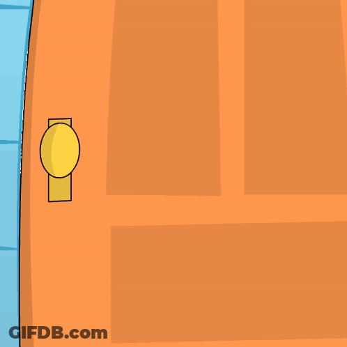 A Cartoon Character Wearing A Polar Bear Hat And Glasses Is Peeking Out Of A Door GIF
