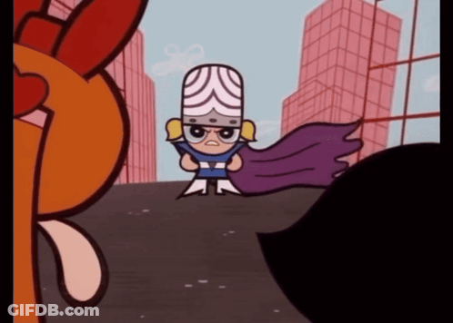 A Cartoon Character Wearing A Purple Cape And A White Hat GIF