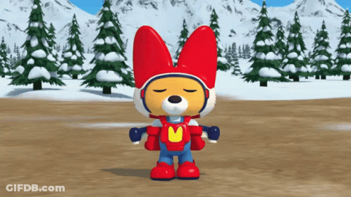 A Cartoon Character Wearing A Red And White Outfit With The Letter M On His Chest GIF