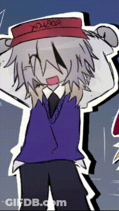 A Cartoon Character Wearing A Red Hat And A Purple Vest Is Standing With His Hands On His Head . GIF