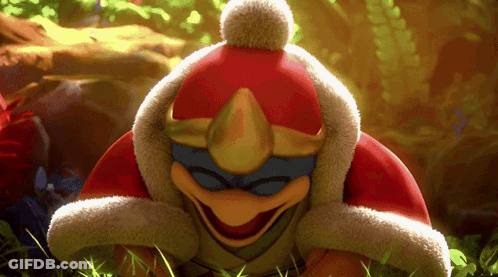 A Cartoon Character Wearing A Red Hat And Goggles Is Sitting In The Grass GIF