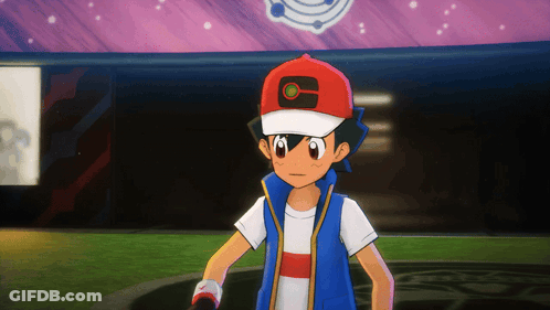 A Cartoon Character Wearing A Red Hat With A Black Circle On It GIF
