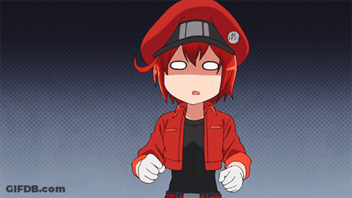 A Cartoon Character Wearing A Red Jacket And A Black Hat With A Badge That Says Al GIF