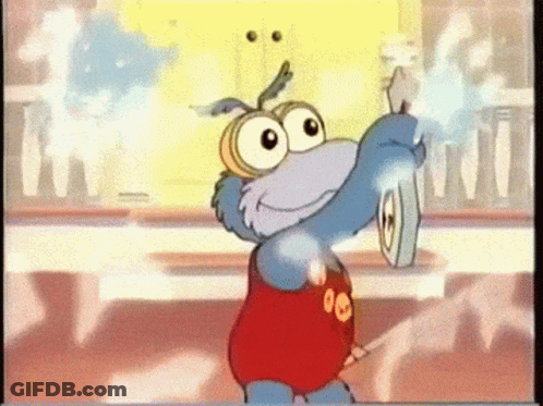 A Cartoon Character Wearing A Red Shirt With The Number 8 On It GIF