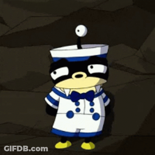 A Cartoon Character Wearing A Sailor Outfit And A Hat GIF