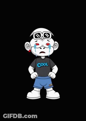 A Cartoon Character Wearing A Shirt That Says Cool Is Crying GIF