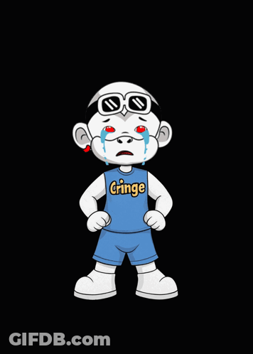 A Cartoon Character Wearing A Shirt That Says Cringe GIF
