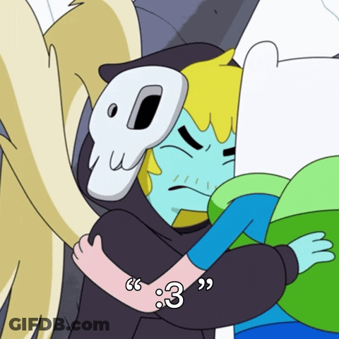 A Cartoon Character Wearing A Skull Mask Is Hugging Another Cartoon Character GIF