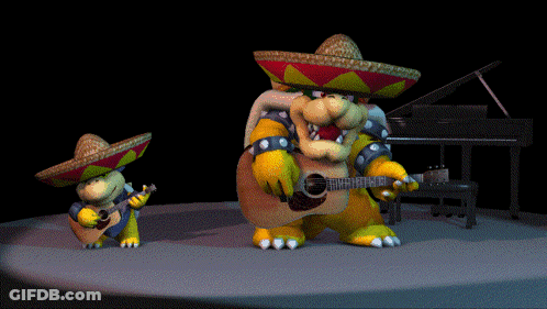 Cartoon Man Wearing Sombrero Holding Guitar GIF