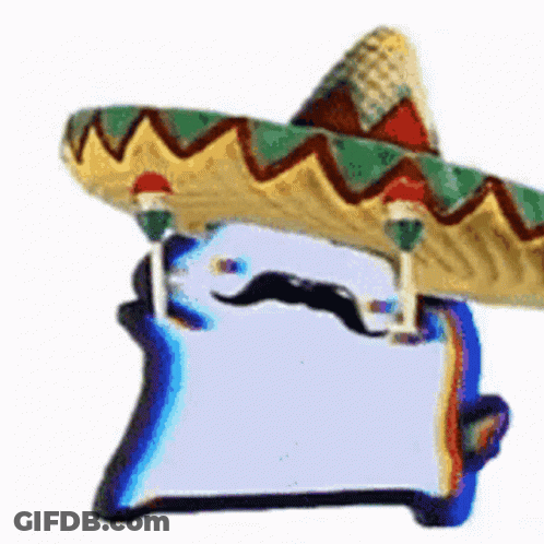 A Cartoon Character Wearing A Sombrero And Mustache . GIF