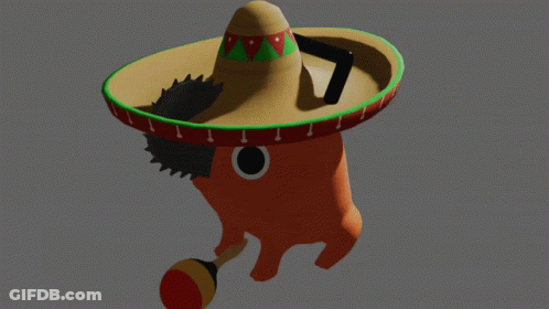 A Cartoon Character Wearing A Sombrero Is Holding A Maracas GIF