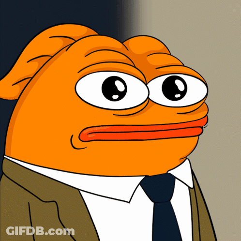 A Cartoon Character Wearing A Suit And Tie Is Orange GIF