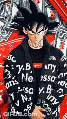 A Cartoon Character Wearing A Supreme Jacket GIF