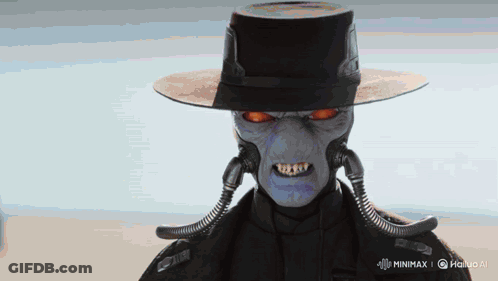 A Cartoon Character Wearing A Top Hat And A Jacket With A Minimum Logo On The Bottom GIF