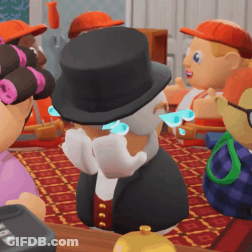 A Cartoon Character Wearing A Top Hat And White Gloves Is Covering His Eyes With His Hands GIF