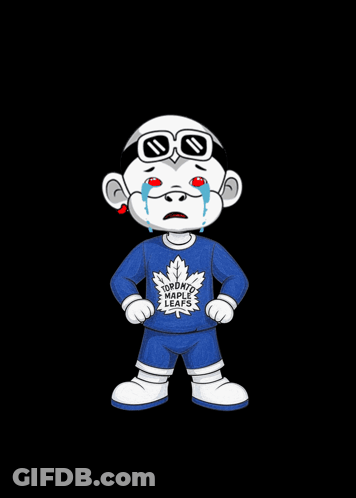A Cartoon Character Wearing A Toronto Maple Leafs Shirt Is Crying GIF