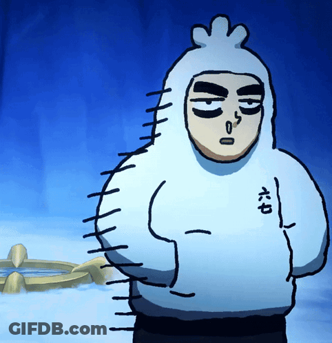 A Cartoon Character Wearing A White Hoodie With The Number Six On It GIF