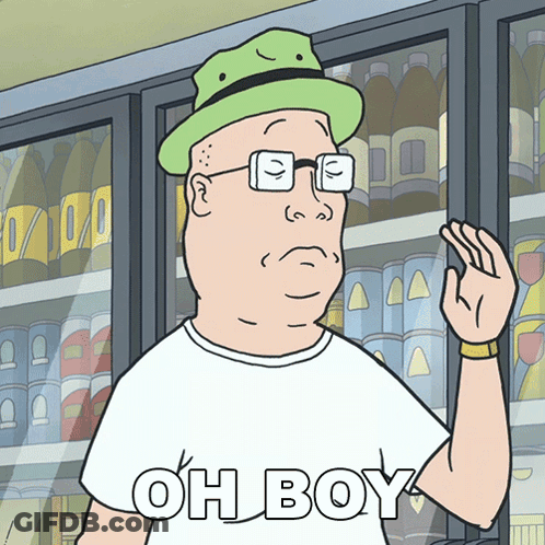 A Cartoon Character Wearing A White Shirt That Says Oh Boy On It GIF