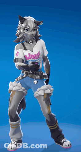 A Cartoon Character Wearing A White Shirt That Says Wolf GIF