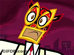 A Cartoon Character Wearing A Wrestling Mask And A Tie GIF