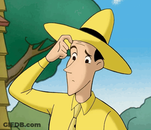 A Cartoon Character Wearing A Yellow Hat And A Yellow Shirt GIF