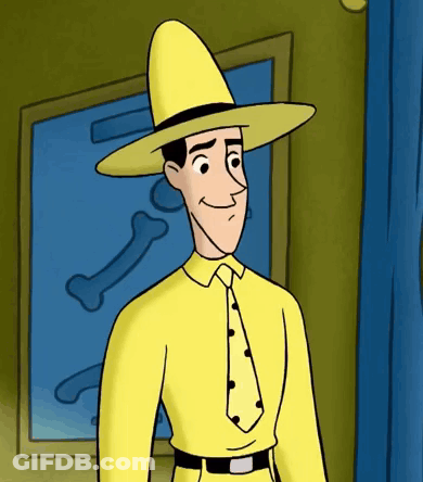 A Cartoon Character Wearing A Yellow Shirt And Tie GIF
