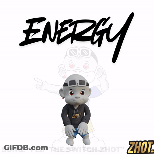 A Cartoon Character Wearing A Zhot Shirt Is On The Cover Of Energy GIF