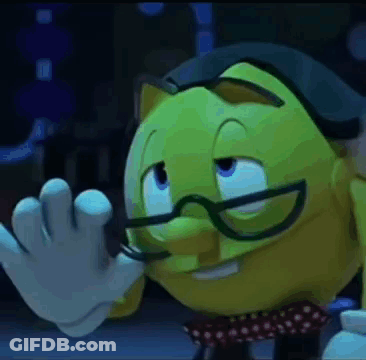 A Cartoon Character Wearing Glasses And A Bow Tie Is Waving At Someone . GIF