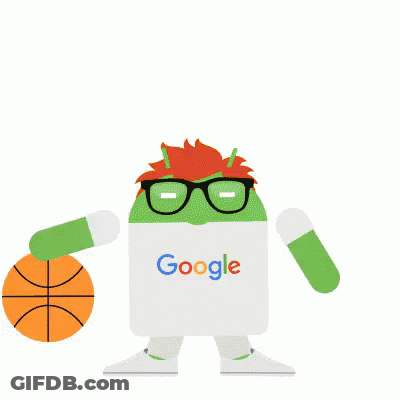 A Cartoon Character Wearing Glasses And A Google Shirt Holding A Basketball GIF