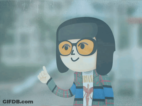 A Cartoon Character Wearing Glasses And A Nirvana Shirt Giving A Thumbs Up GIF