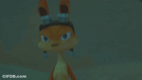 A Cartoon Character Wearing Goggles And A Bunny Hat GIF