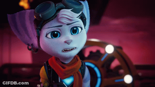 A Cartoon Character Wearing Goggles And A Scarf Looks At The Camera GIF