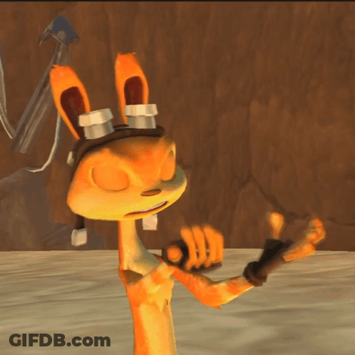 A Cartoon Character Wearing Goggles And Gloves GIF