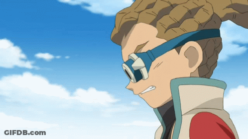 A Cartoon Character Wearing Goggles With A Blue Band Around His Neck GIF