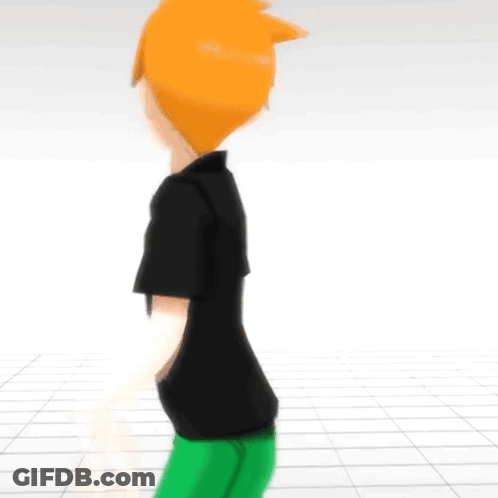Cartoon Character Jumping In Green Shorts And Black Shirt GIF