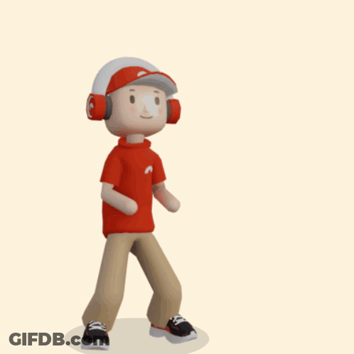 A Cartoon Character Wearing Headphones And A Red Shirt With The Word Ouch Above Him GIF