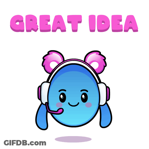 A Cartoon Character Wearing Headphones And Giving A Thumbs Up With The Words Great Idea Above Him GIF