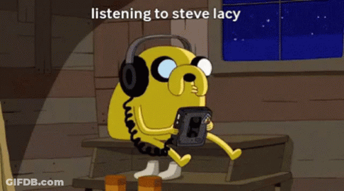 A Cartoon Character Wearing Headphones Is Listening To Steve Lacy Music GIF