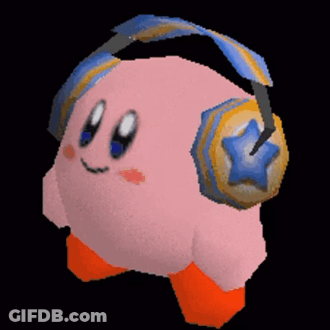 A Cartoon Character Wearing Headphones With A Blue Star On Them GIF