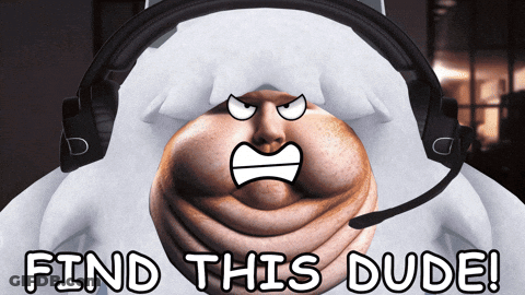 A Cartoon Character Wearing Headphones With The Words Find This Dude GIF