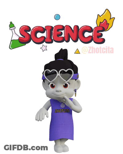 A Cartoon Character Wearing Heart Shaped Sunglasses Is Standing In Front Of A Sign That Says Science GIF