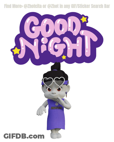 A Cartoon Character Wearing Heart Shaped Sunglasses Stands Under A Sign That Says " Good Night " GIF