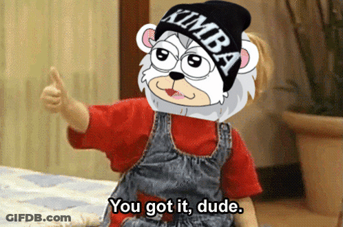 A Cartoon Character Wearing Overalls And A Kimba Beanie Giving A Thumbs Up GIF